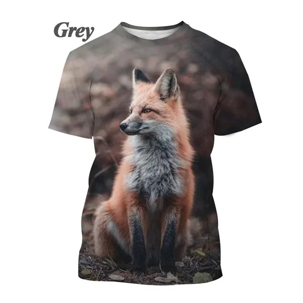 New Summer Animal Fox 3D Printing T-shirt Fashion Cool T-shirt Men\'s Personality Short-sleeved