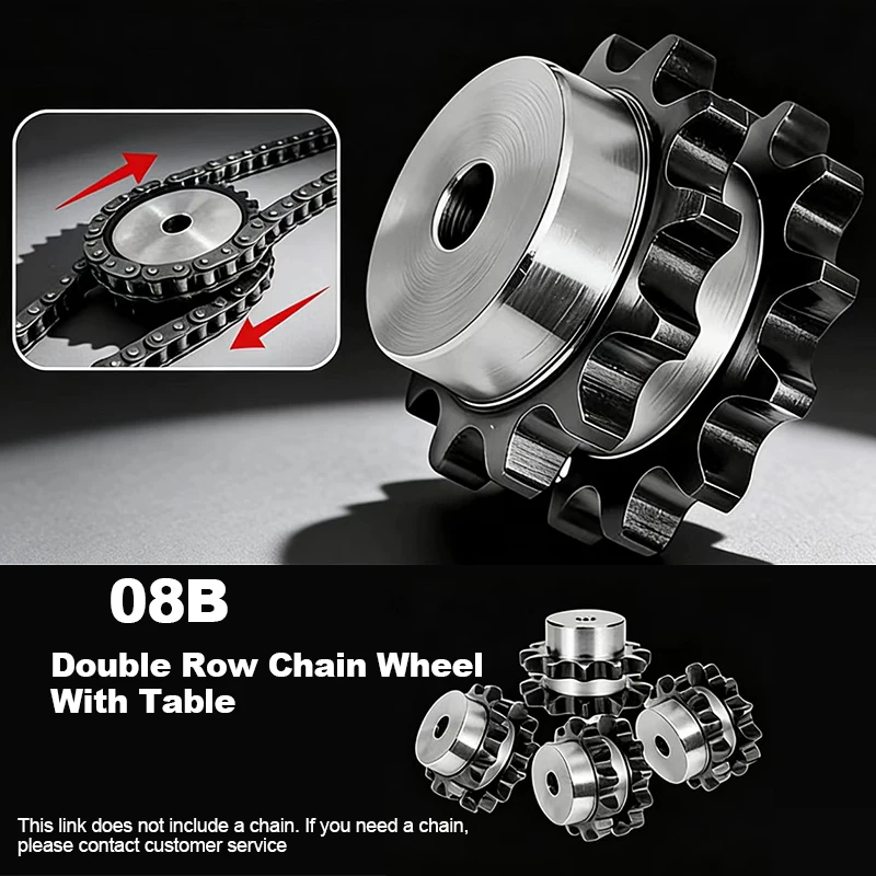 1Pcs 08B Double Row Belt Table Sprocket 10/11/12/13/14/15/16-25T 45# Steel Industrial Sprocket Wheel Motor Chain Drive Sprocket