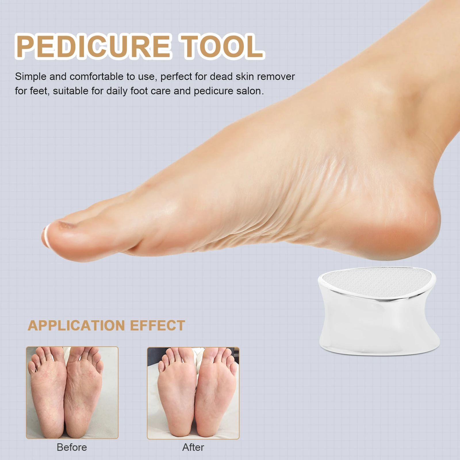 

Double Sided Glass Foot Dead Skin Remover Grinder Silver Foot Scrubber Pedicure Tool Dead Skin Remover Callus Feet Cleaner
