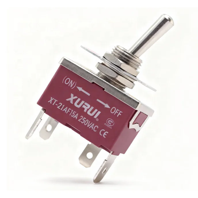 Zingear XT-21AF DPST Interruptor de palanca momentáneo de reinicio automático 250V 15A IP40 Terminal de conexión rápida de plástico 4P para uso en barcos