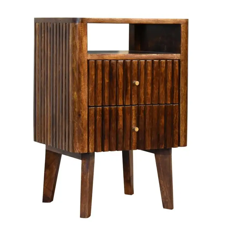 Solid Wood Nightstand with 2 Drawers, Modern Design for Bedroom Storage