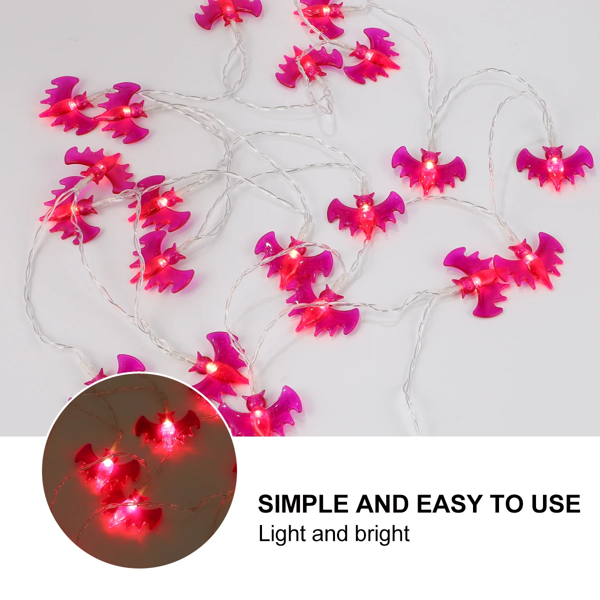 

Halloween Lamp String Bat Design Outdoor String Lights For Garden Wall Decor Eco-Friendly Warm Light Purple