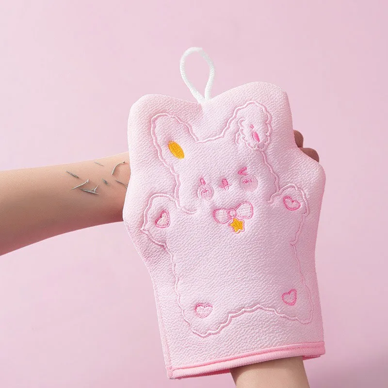 1PCS Cute Bunny Embroidery Shaped Bath Towel Comfortable Soft Towel Baby Kids Bath Sponge Baby Bath Sponge Bathroom Supplies