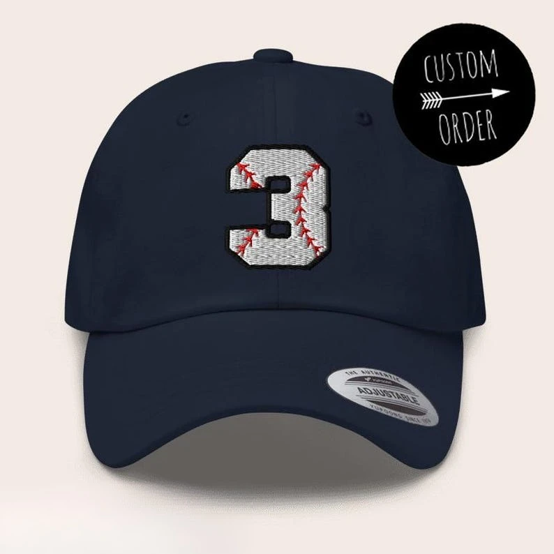 Custom Jersey Number Embroidered  Number Hat, Baseball Mom Gift Sports Adjustable Personalized Baseball  Baseball Jersey Number