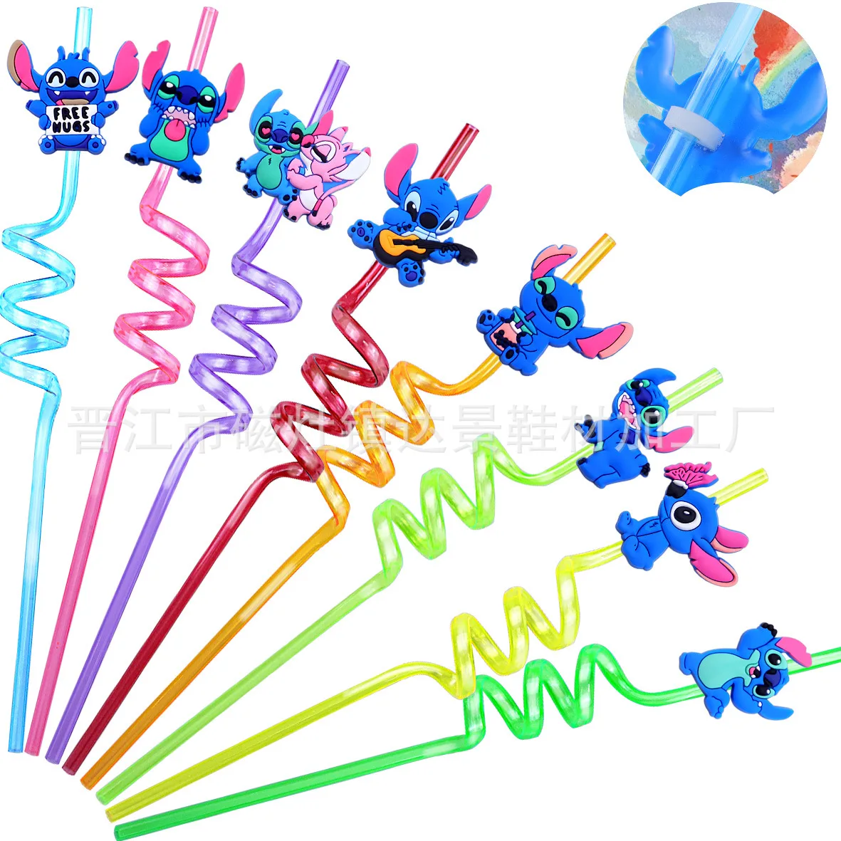Pajitas reutilizables con figuras de Disney Stitch, 8 Uds., Anime Stich Kawaii Lilo & Stitch, suministros de decoración para fiesta de cumpleaños para niños, regalos