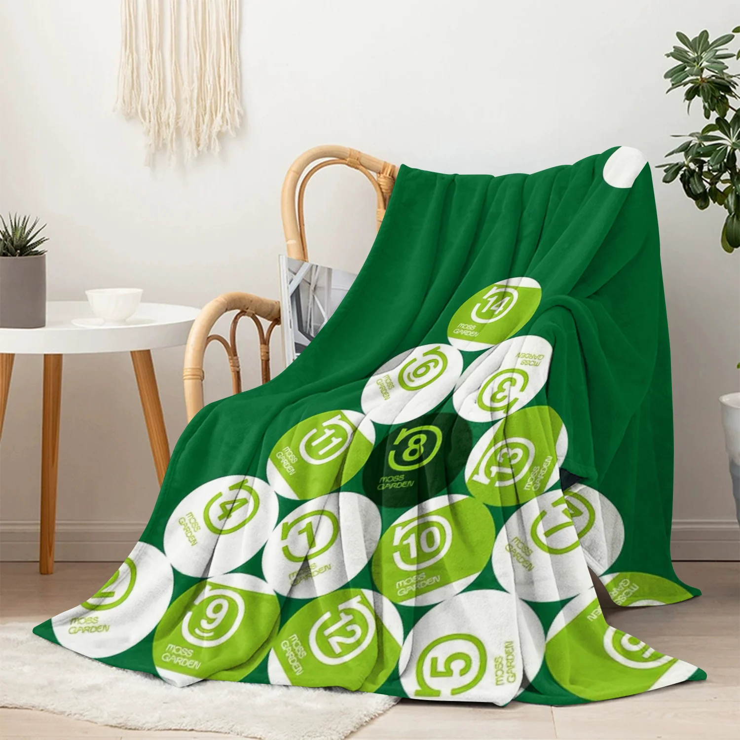 Premium Green Number Pattern Throw Blanket for Sofa Couch Living Room Home Decor Cozy Fleece Knit Winter Seasonal Gift for House