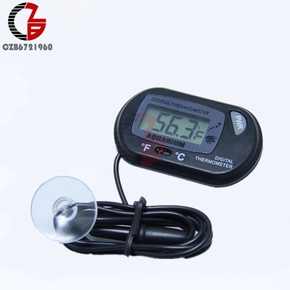 C/F Digital Thermometer Aquarium Fish Tank Swimming Pool Bath Temperature Sensor Meter Temperature Monitor Detector with Suction