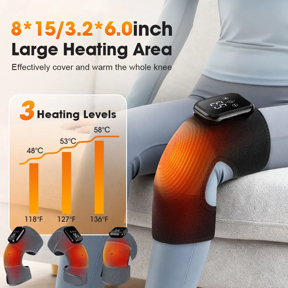 Electric Heating Knee Massager, 3 Modes Vibration Knee Massage Muscle Relaxation,Knee Protection Support Brace Belt view 3