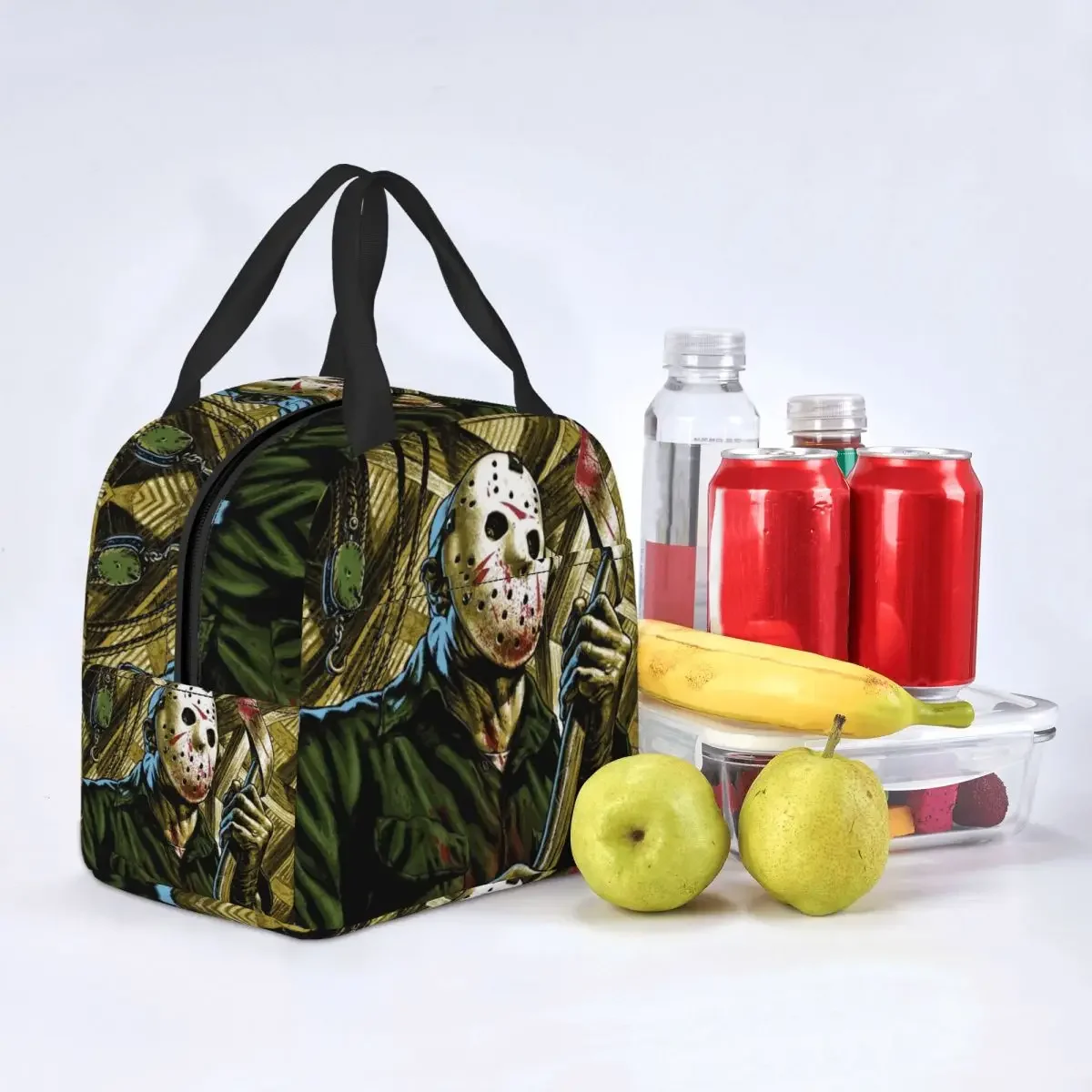 Halloween Horror Movie Character Lunch Bag Portable Thermal Cooler Insulated Bento Box for Women Kids School Food Lunch Tote