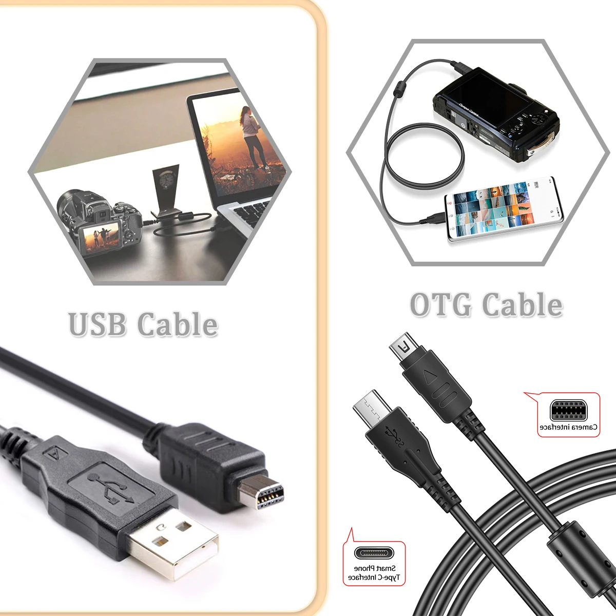 For Olympus Camera USB Data Cord CB-USB6 12Pin Cable E-PL3 E450 E400  SZ-14 U1070 SZ-31MR OM-D E-M5 TG-1 Tough3000 Camera Cable