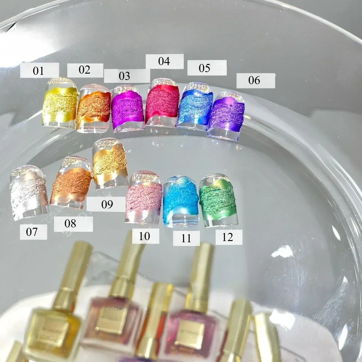 6PCS/SET 15ML Gold Metal Watercolor Nail Polish Ink Natural Air Dry Clear Blossoming Effect Gradient Ink for DIY Marble Nails