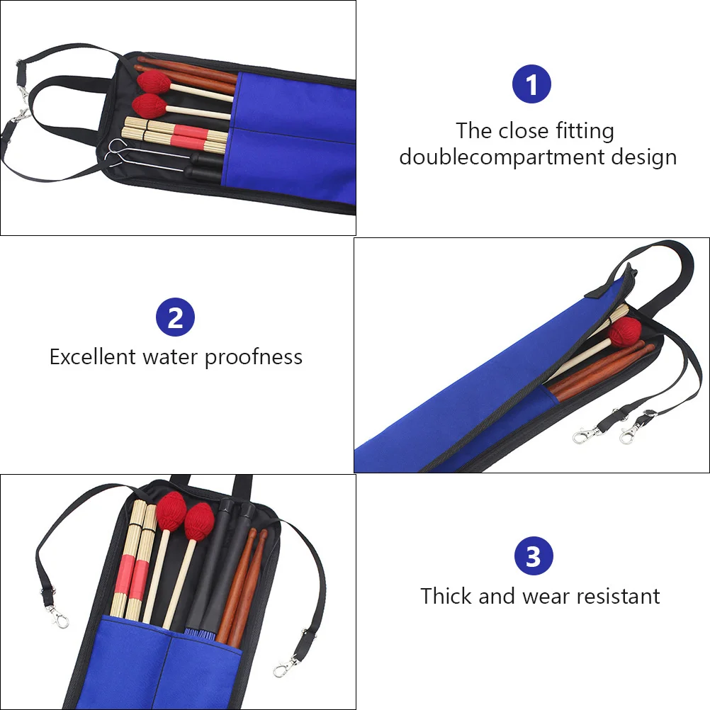 

Drumstick Bag Case Made of Oxford Fabric Waterproof Design Two Separate Sections for Drum Accessories Portable Grip Handle