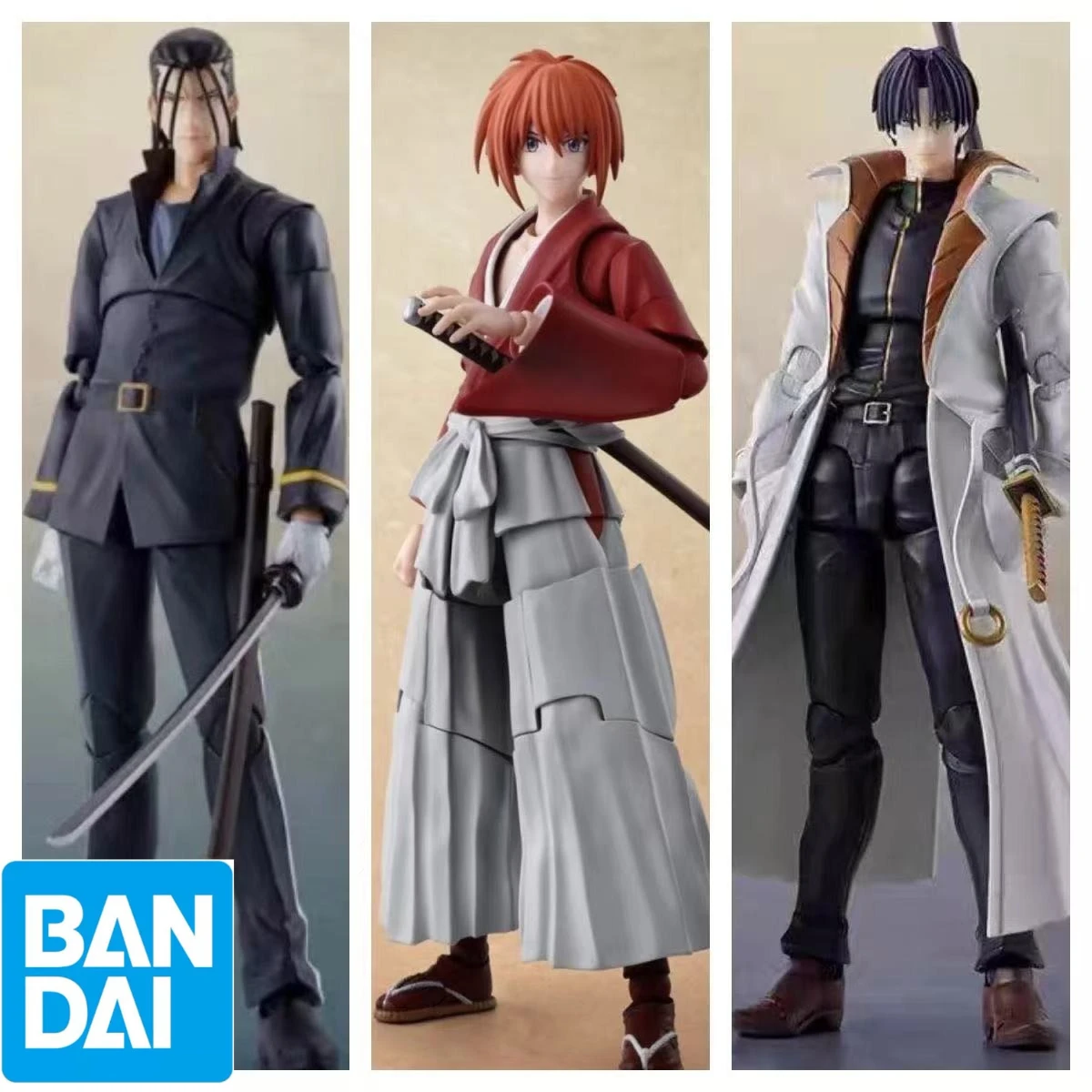 Bandai TAMASHII Kenshin Himura Shinomori Aoshi Saitou Hajime Rurouni Kenshin S.H.Figuarts figura de acción Anime modelo juguete en Stock