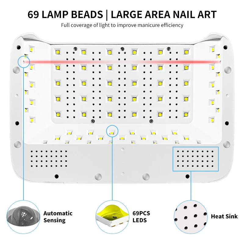 مصباح led بالأشعة تحت البنفسجية w ، مجفف الأظافر مع شاشة lcd ، علاج ضوئي ذكي ، أدوات مانيكير