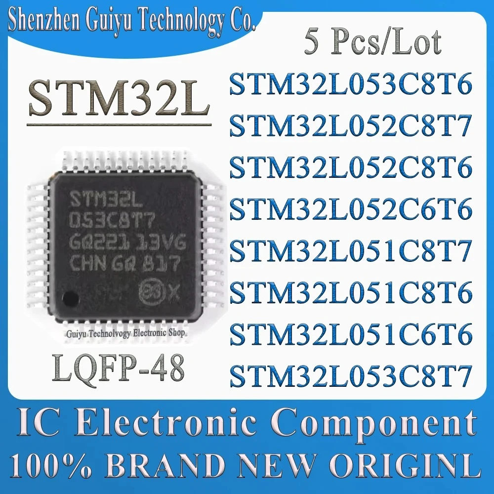 

5 шт./партия STM32L053C8T6 STM32L052C8T7 STM32L052C8T6 STM32L052C6T6 STM32L051C8T7 STM32L051C8T6 STM32L051C6T6 STM32L053C8T7 STM IC