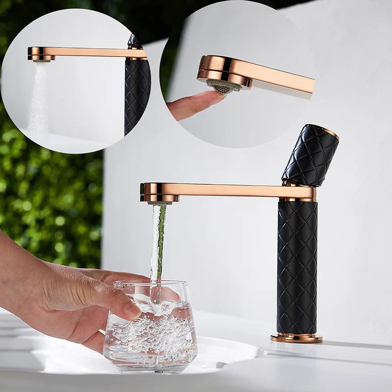 Basin Faucets New Mixed Colors Chrome/Red/White+Rose Gold Wash Basin Taps Cold & Hot Sink Copper Faucet Bathroom Accessories