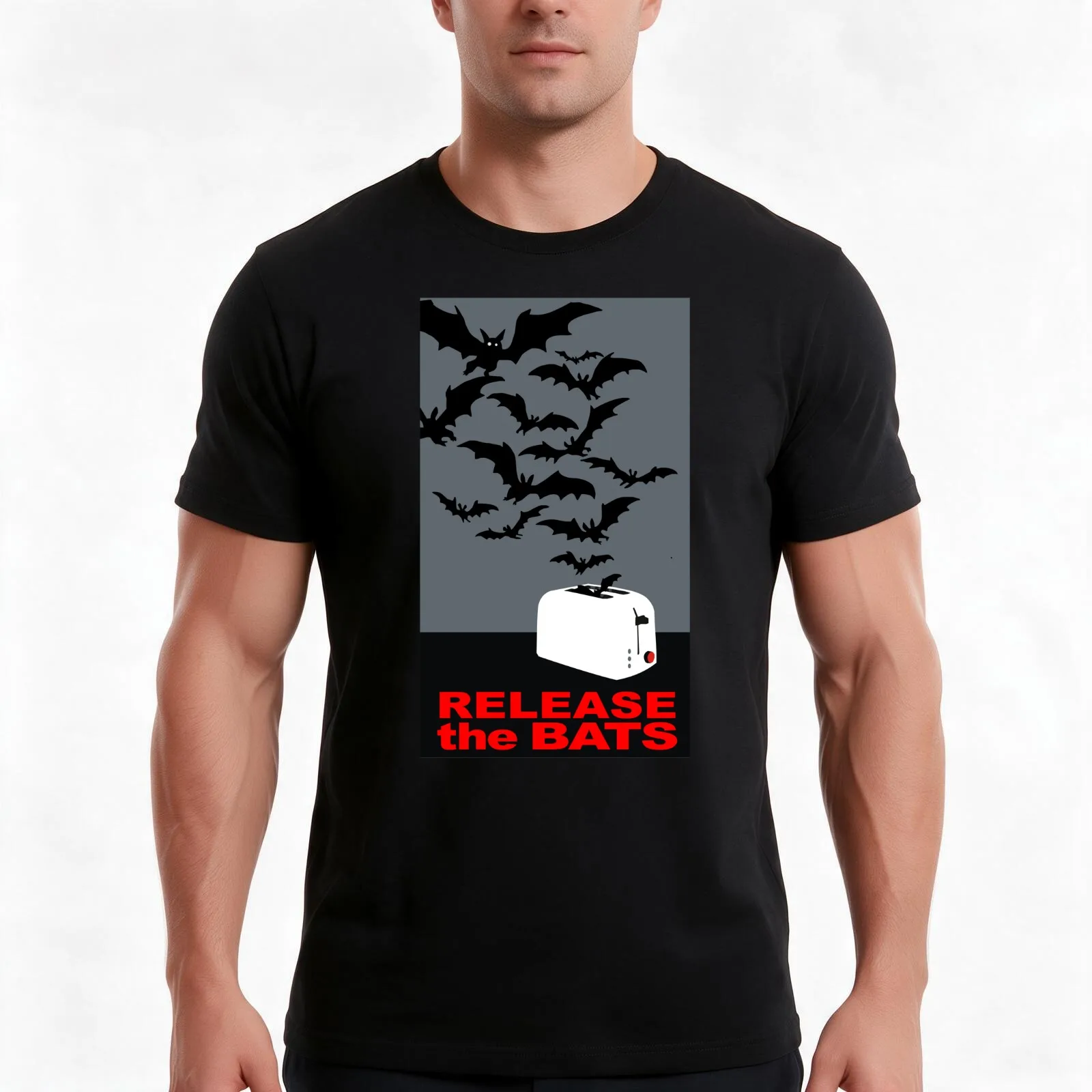 Release the bats! T-Shirt, Summer Casual Cotton Tee, Oversized Streetwear Tops, Vintage Graphic Print, Loose Fit Short Sleeve