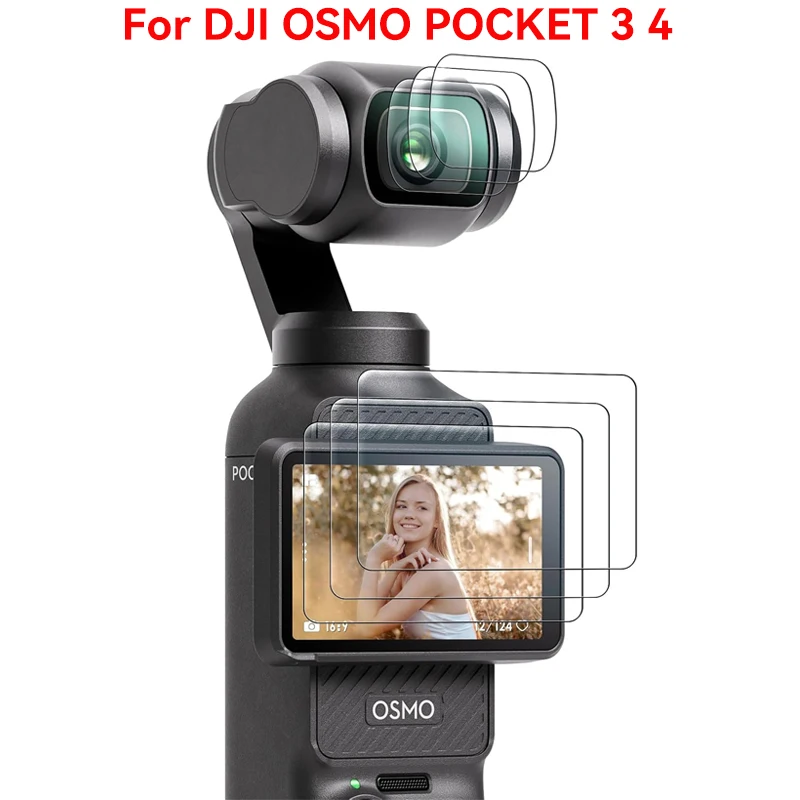 Für DJI Osmo Pocket 4 3 Displayschutzfolie, Objektivschutz, Zubehör mit gehärtetem Glas, LCD-Display-Folie, kratzfest