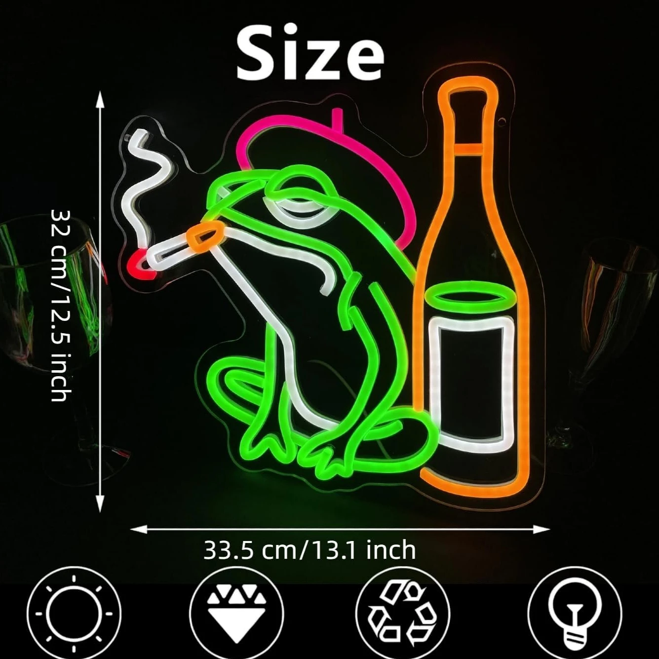 Smoking Frog Neon Sign USB Powered LED Neon Light Dimmable for Man Cave Bar Bedroom Shop Hotel Garage Decor Gifts for Man