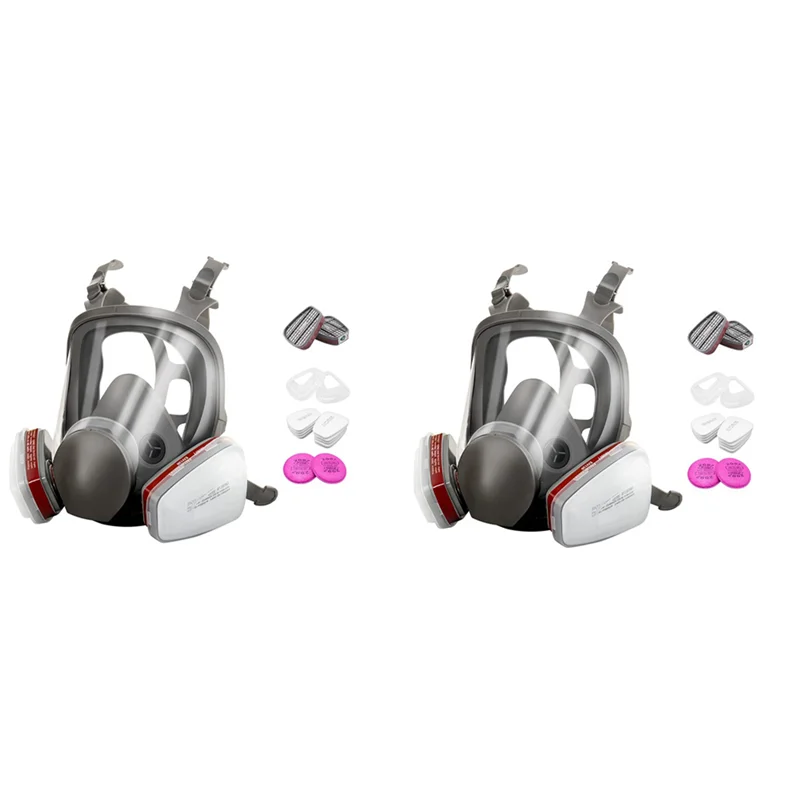 A72Z 2X Maschera completa Maschera nucleare con respiratore completo antipolvere, con filtri Protezione Maschera antipolvere per protezione verniciatura