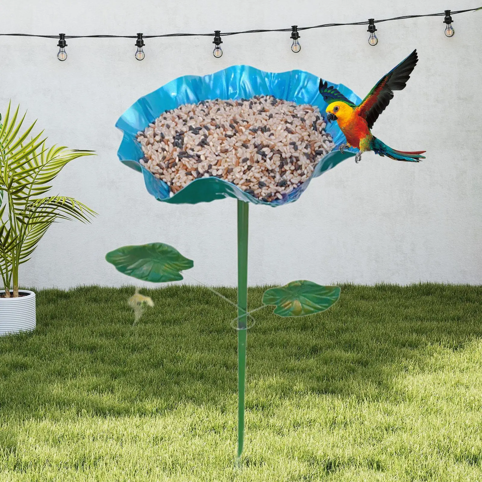Bird Feeder and Bath Iron Pedestal Outdoor Watering Bowl for Garden Birds Nature Lover Lawn Art