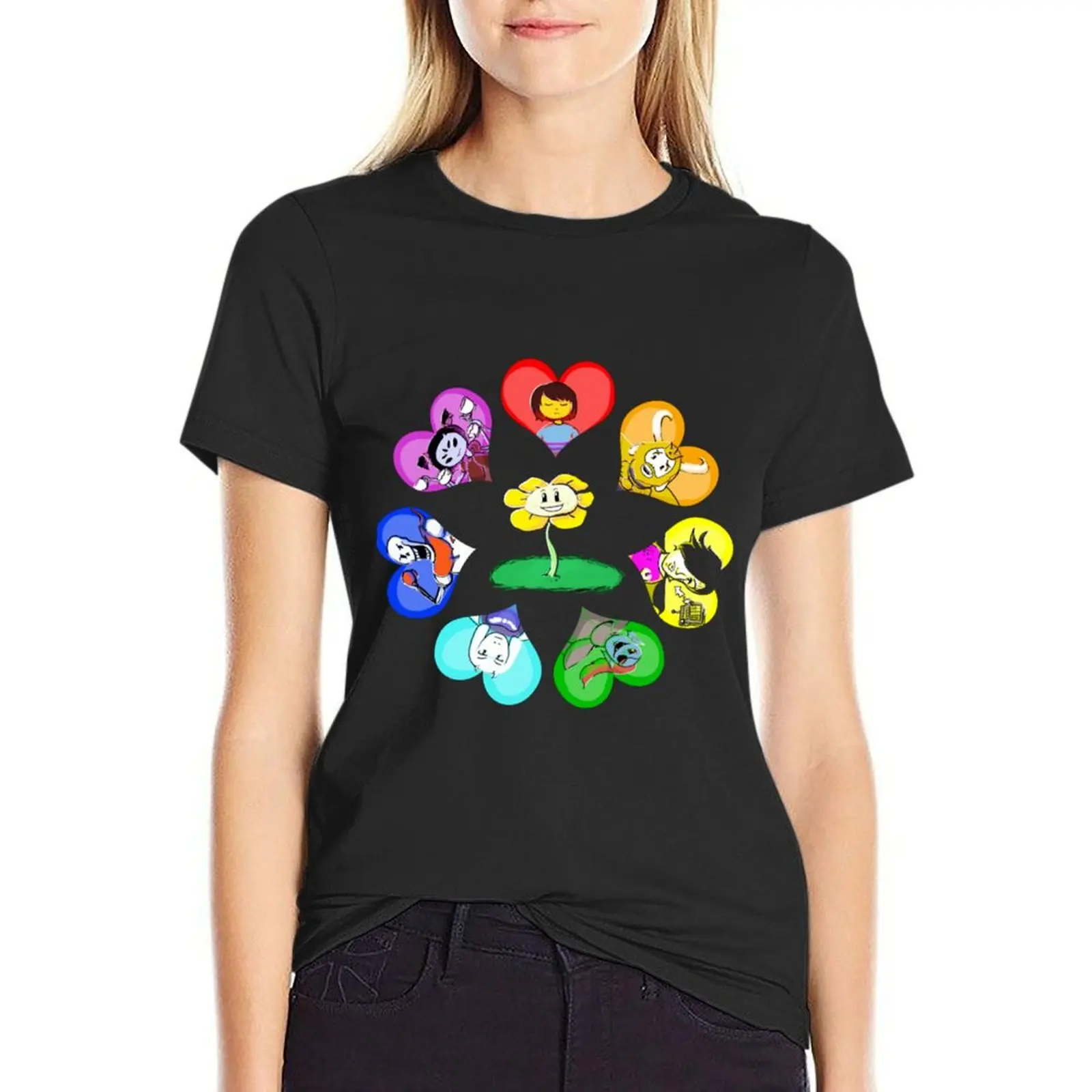 

Undertale - Hearts with Characters T-Shirt cute tops tops graphics female t shirts for Women loose fit