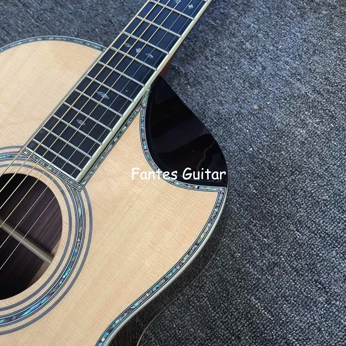 Custom OOO-45 AAAAA 5A Solid Wood M Style Cutaway Acoustic Guitar with Ebony Fingerboard 12 Frets 43mm Width Nut, Accept Gu