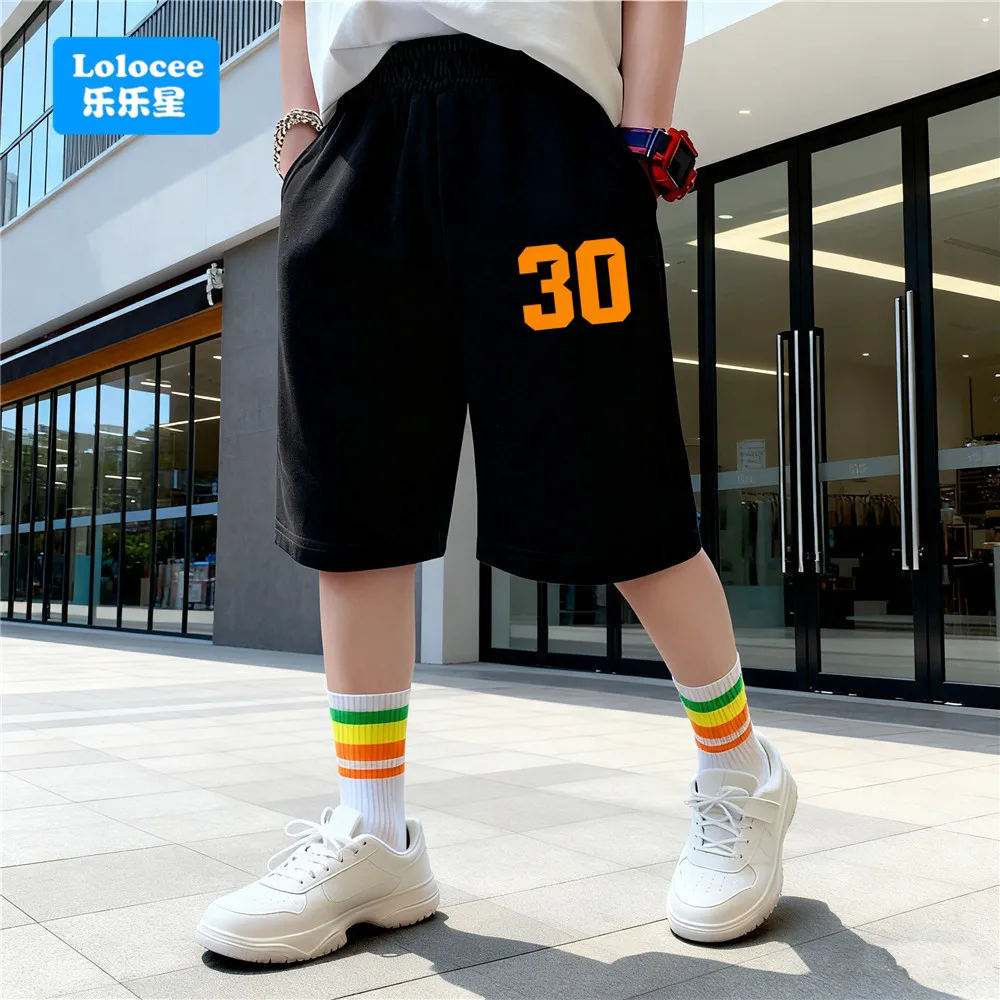 2025 Summer New Arrival Boys' Walking Shorts Number 24 Printed Knee Length Pants Teens Outdoor Casual Sports Shorts SZ24