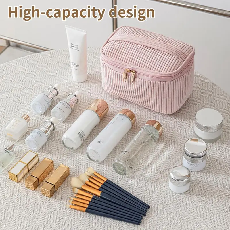 1/4 portable red envelope velvet cosmetic bag for girls, storage bag for travel, large capacity classified handbag