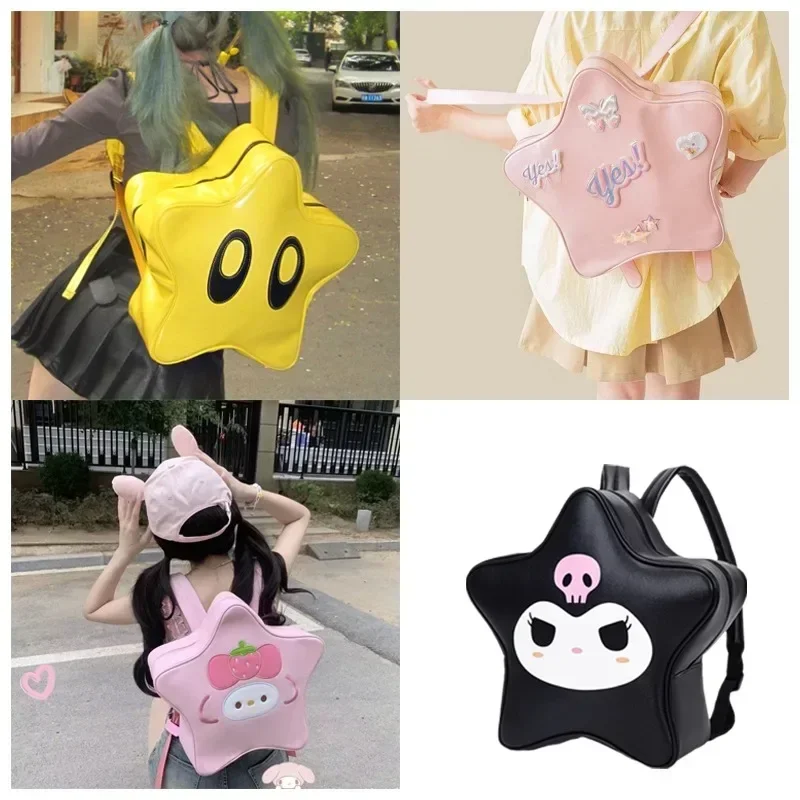 Anime hvězda tvarované Y2K batoh anime hellokittys kuromi má melodie roztomilá úložný batoh kawaii vysoký schopnost brašna holka dar