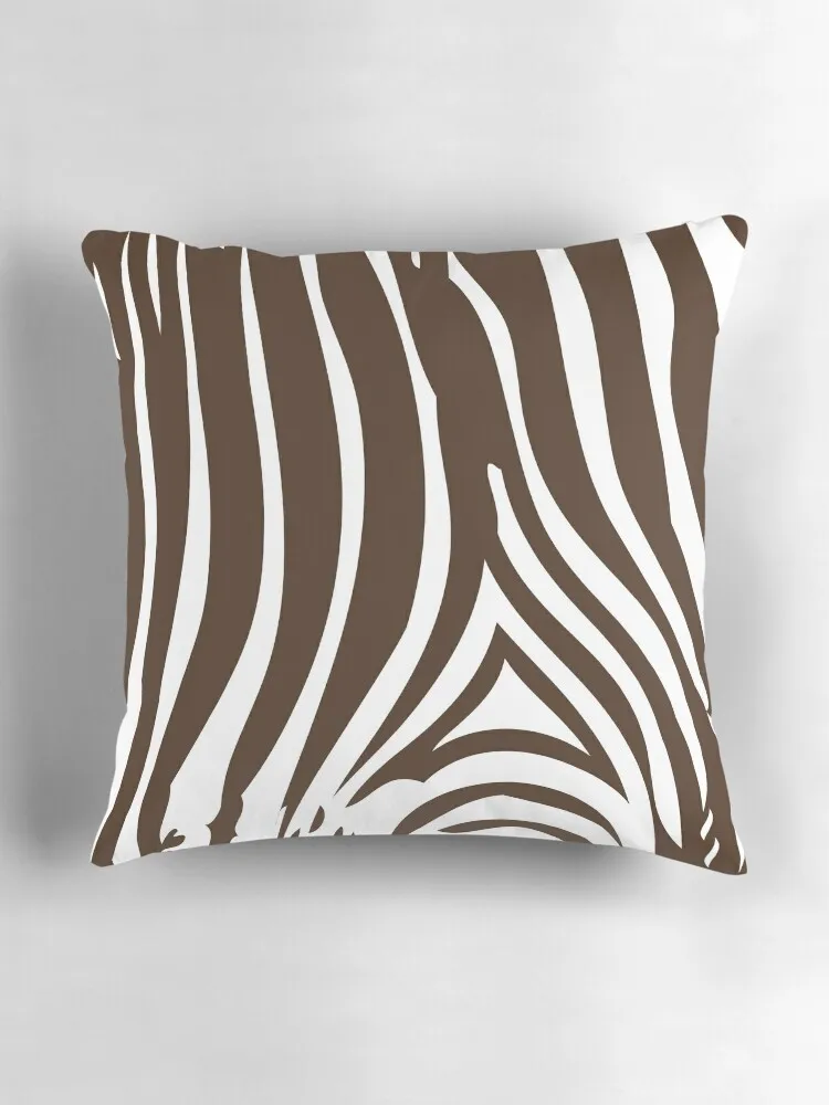 Zebra Stripes Zebra Print Animal Print Chocolate Brown and White Stripe Patterns Striped Patterns | Throw Pillow New year pillow