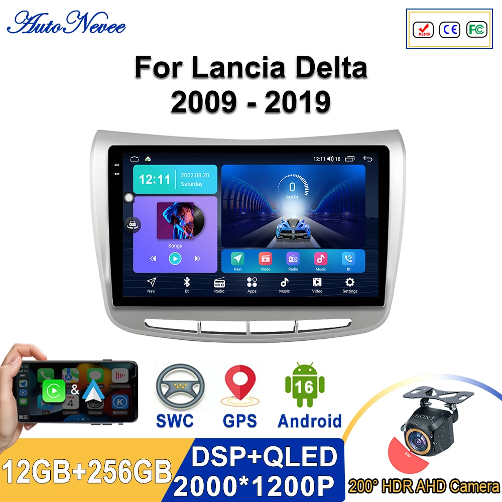 

Android 16 2K Incell For Lancia Delta 2009 - 2019 Screen Multimedia Stereo Plug and Play Dash Cam High-performance CPU wifi HDR