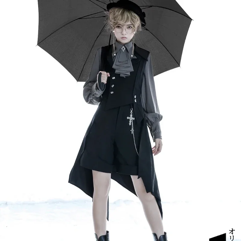 2025 Hot Vintage Medieval Little Prince Irregular Long Tank Shorts Princess Chronicles Cosplay Costumes Lolita Vest Shorts Suit