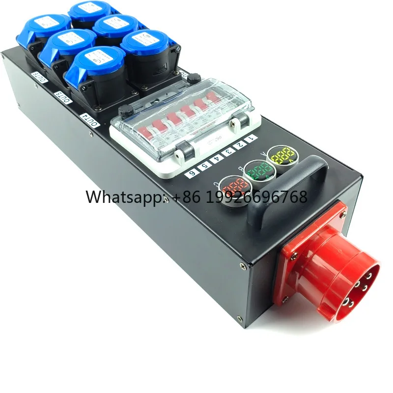 Portable 16A Industrial Waterproof Socket Box Outdoor Inspections Mobile Stage Lighting Site Distribution-Connector Accessory