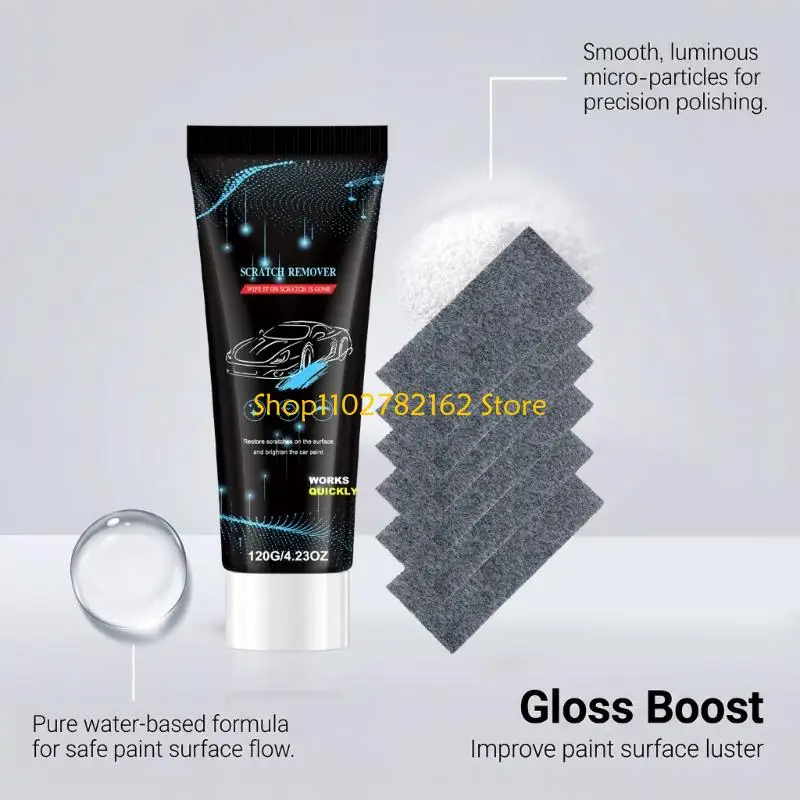 547B Daily Car Paint Care with Scratch Remover Paste, 6 Wipe Cloths and Box, Wipe-On Touch Up Set for Light Paint Scratch
