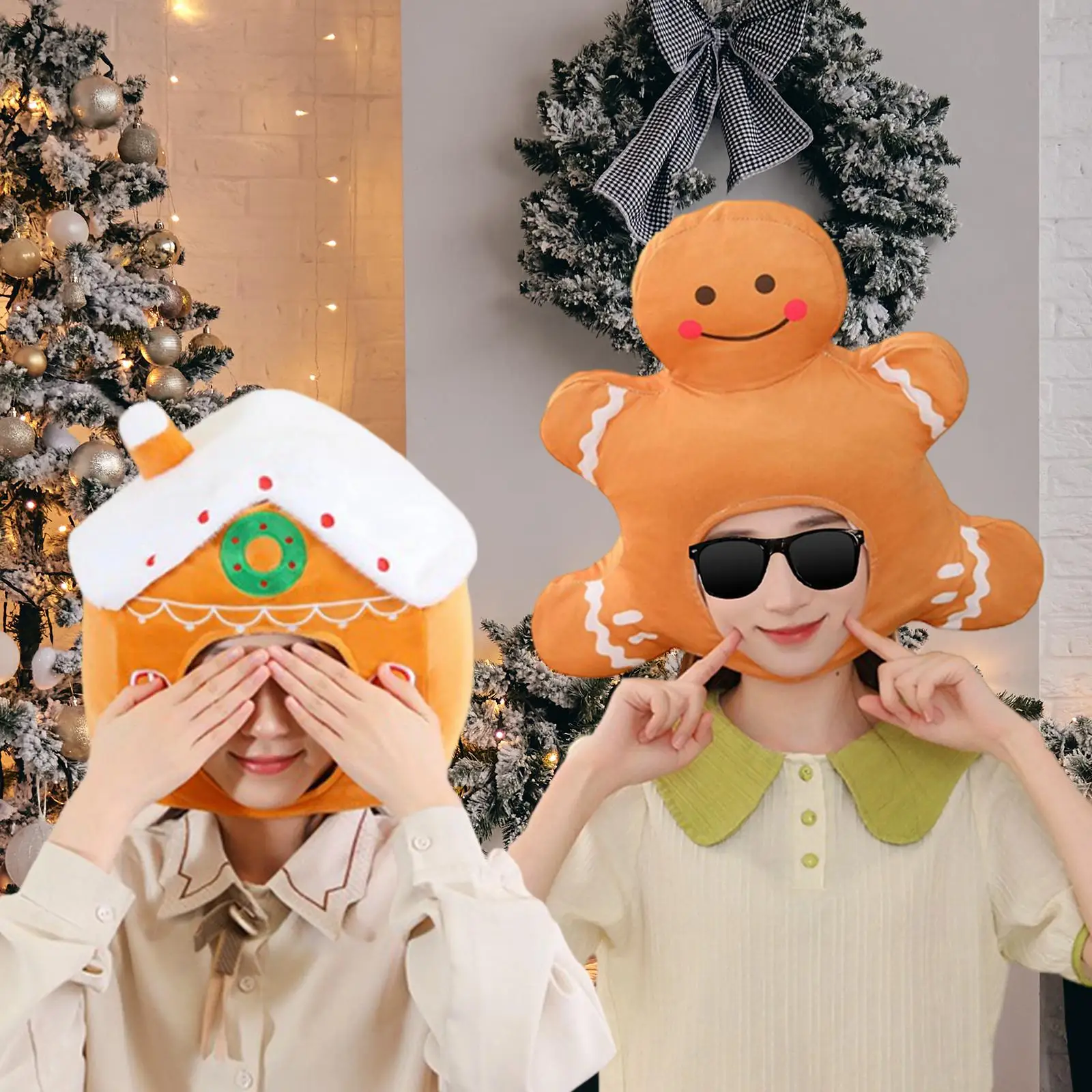 

Gingerbread Man Hat DIY Crafts Gingerbread House Hat Fancy Dress Headwear for Celebration Anniversary Party Favors Supplies