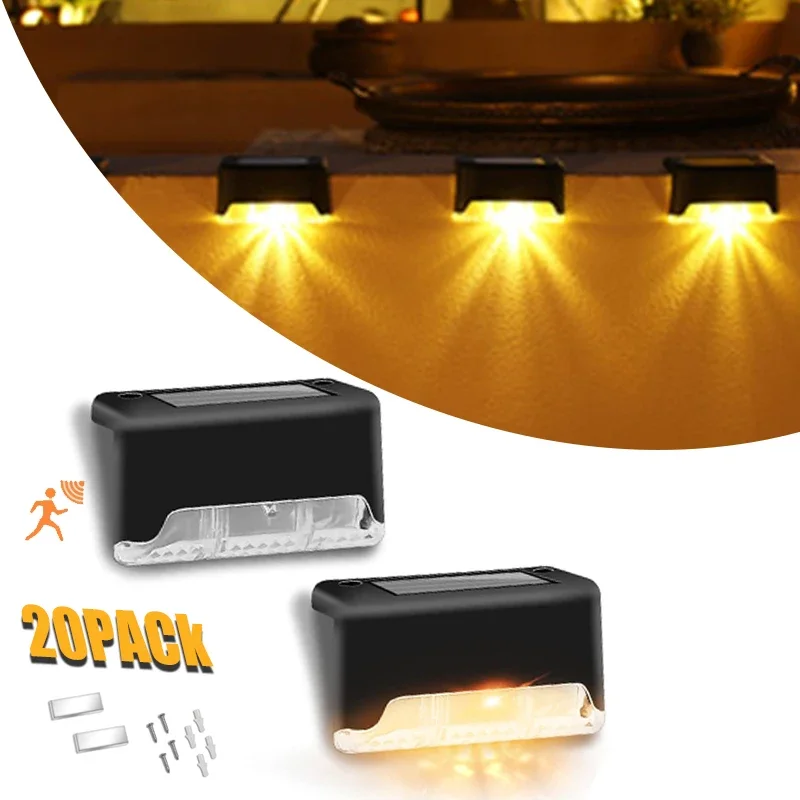 1-20 Pack Solar Deck Lights  Outdoor Step Lights Waterproof Led Solar Lamp for Railing Stairs Step Fence Yard Patio and Pathway