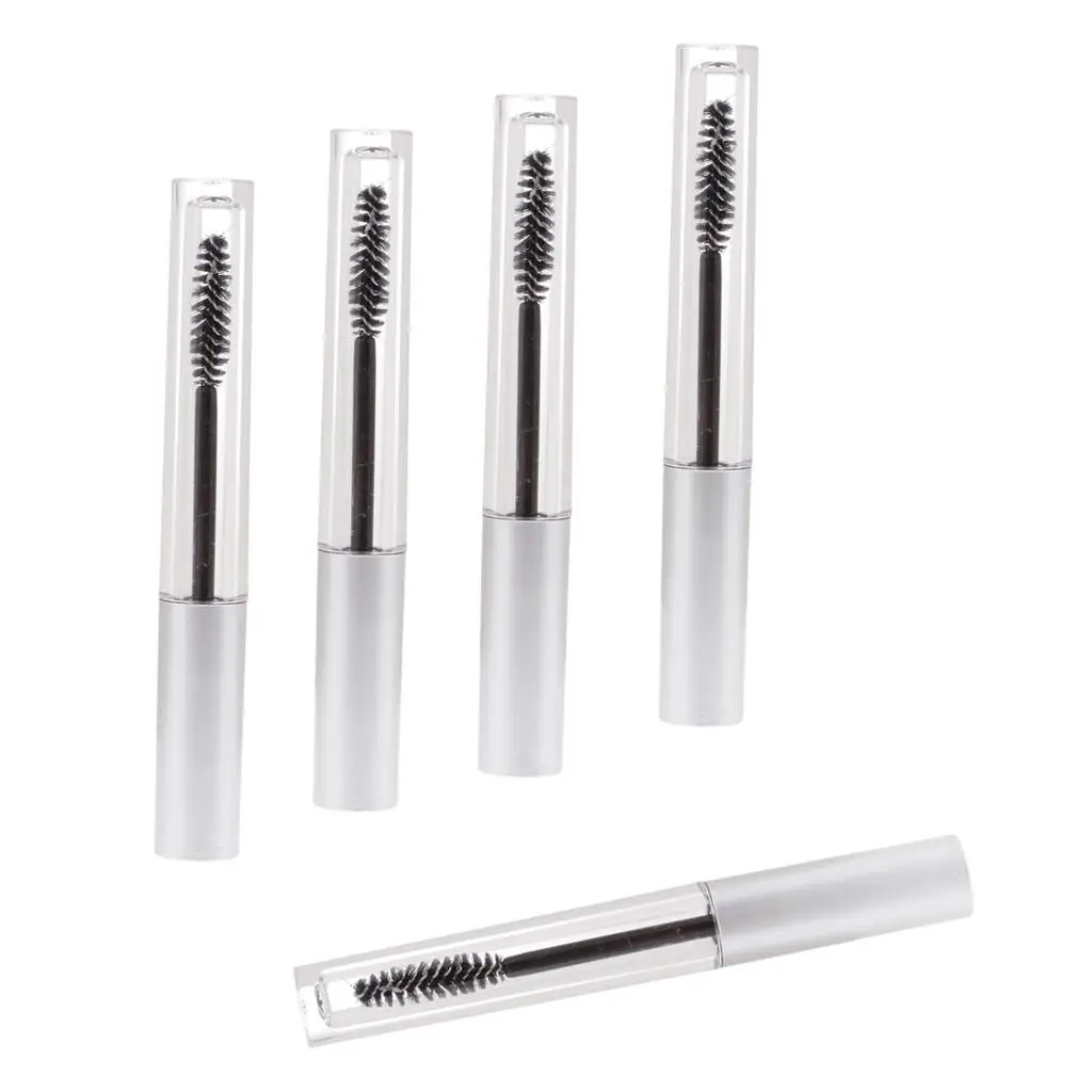 5 Pack 5ml Empty Mascara Tubes & Brushes Eyelash Oil Bottle Wand Applicators Makeup Containers for DIY Cosmetics Castor Oil