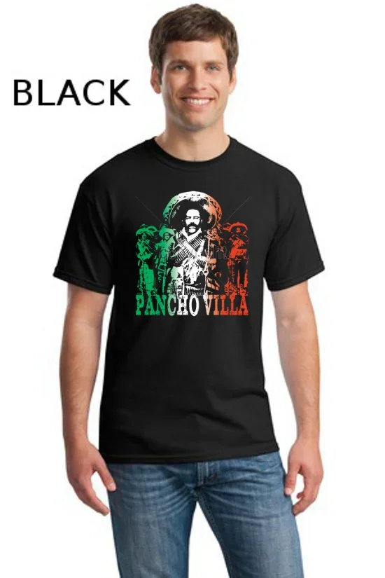 

Retro Mexican Revolutionary Hero Pancho Villa T-Shirt 100% Cotton O-Neck Short Sleeve Summer Casual Mens T-shirt