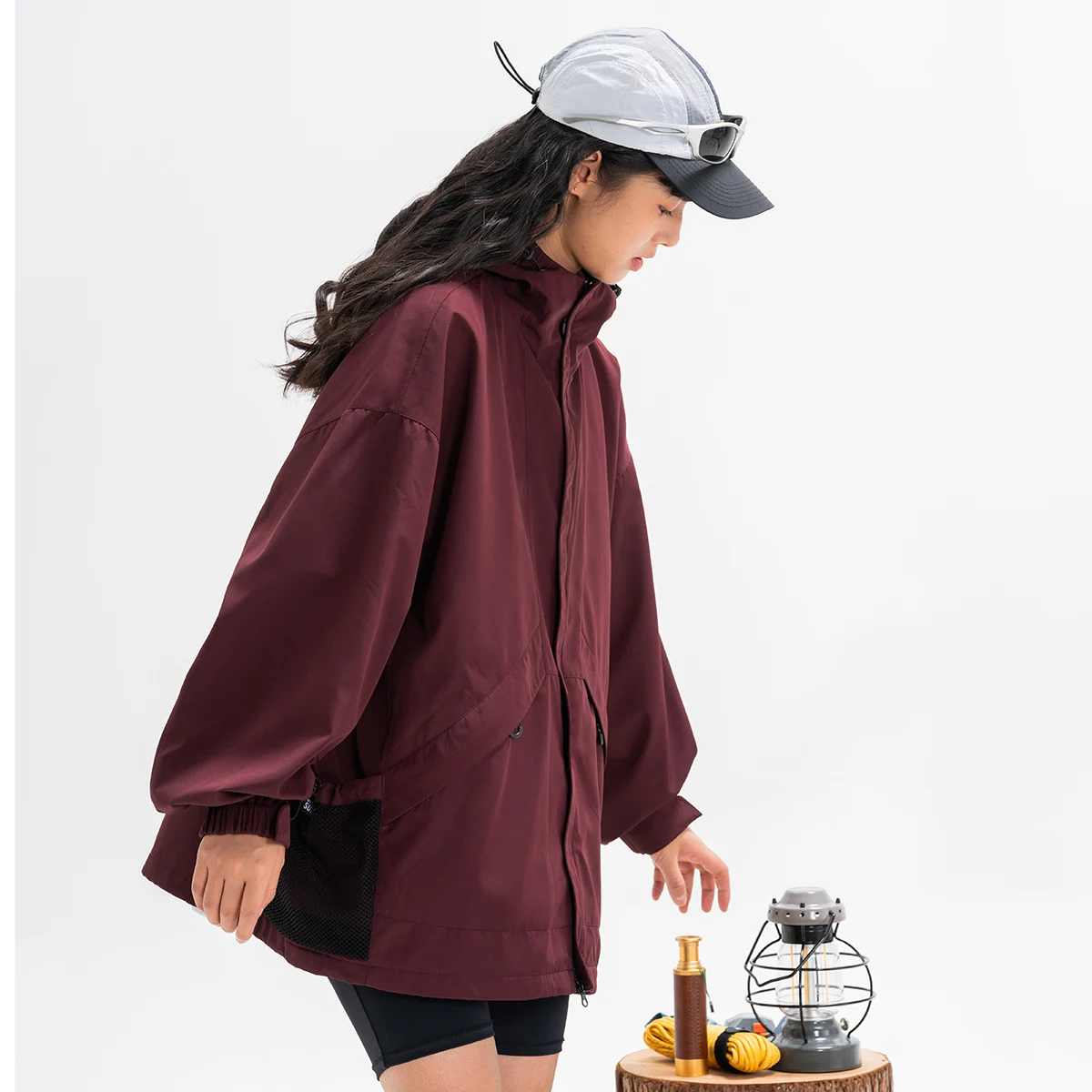 

Wassup2025 Men's Outdoor Waterproof Jaet Loose Fit Hooded Wine Red Trendy Brand Spring Autumn New Sle Casual Hoodie