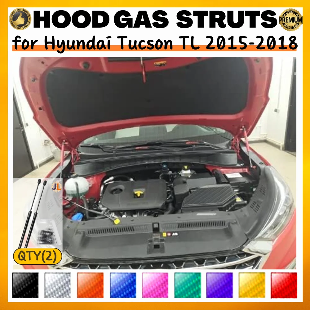 

Qty(2) Hood Struts for Hyundai Tucson (TL) 2015-2018 Front Bonnet Modify Gas Springs Shock Absorbers Lift Supports Dampers