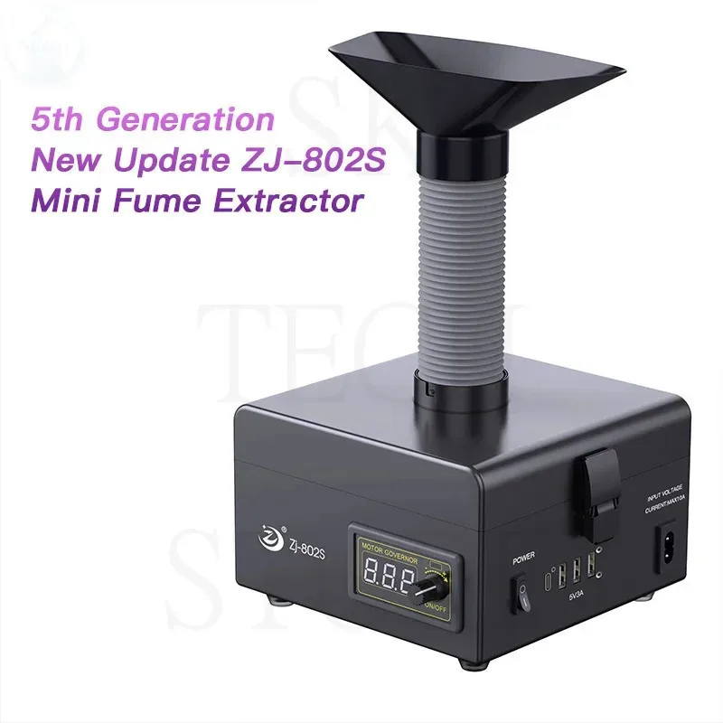 ZJ- 802S Mini Fume Extractor for laser Smoke Absorber Air Purify for Soldering Laser Engrave Portable Desk DIY Tools 220V/110V