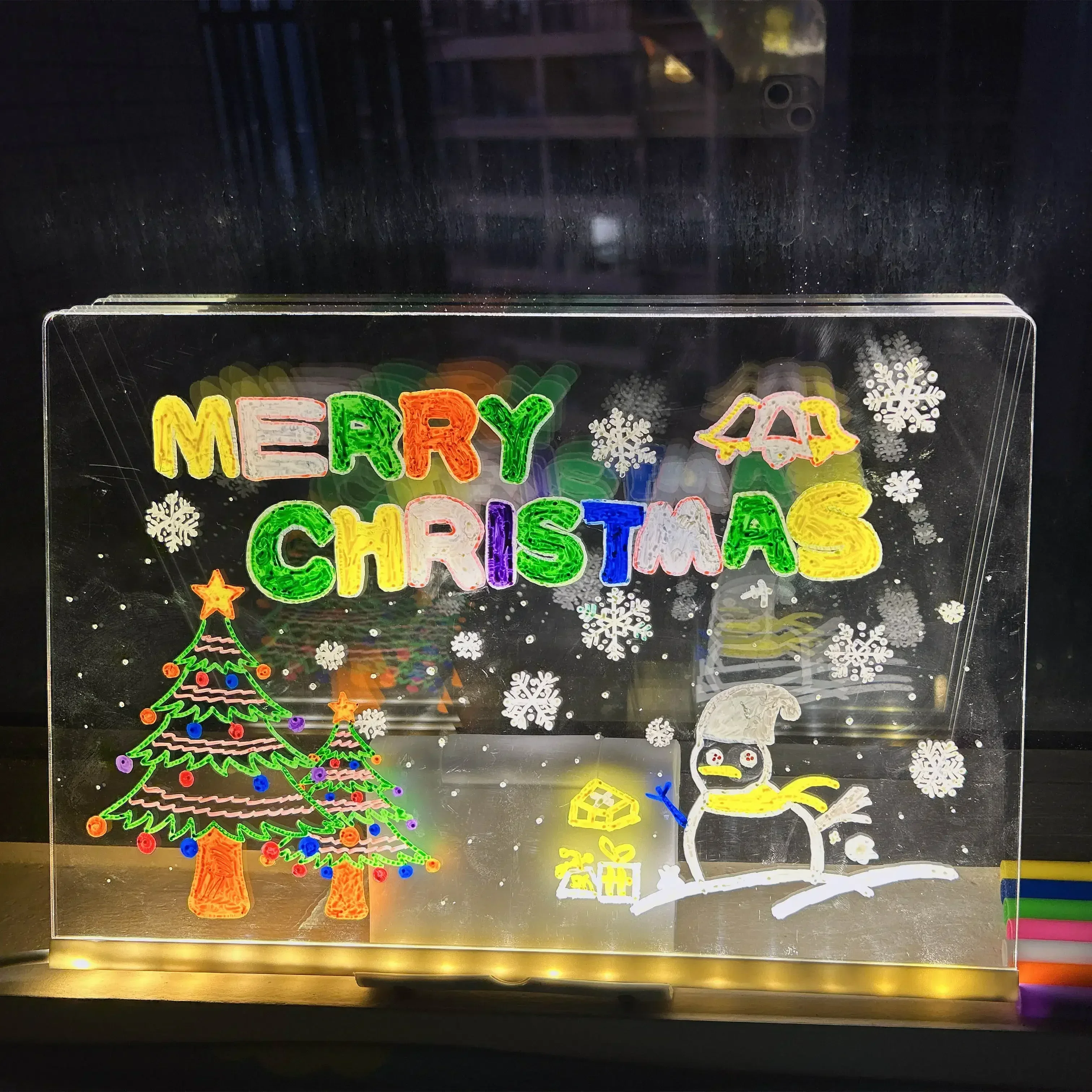 Luminous Puzzle LED Board, Fluorescent Drawing Toy, Decorative Christmas Gift with Night Light Effect