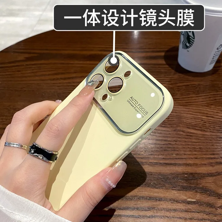 For iphone16Promax liquid iphone15 silicone iphone11 large window iphone12 case iphone14 with lens film iphone13 soft