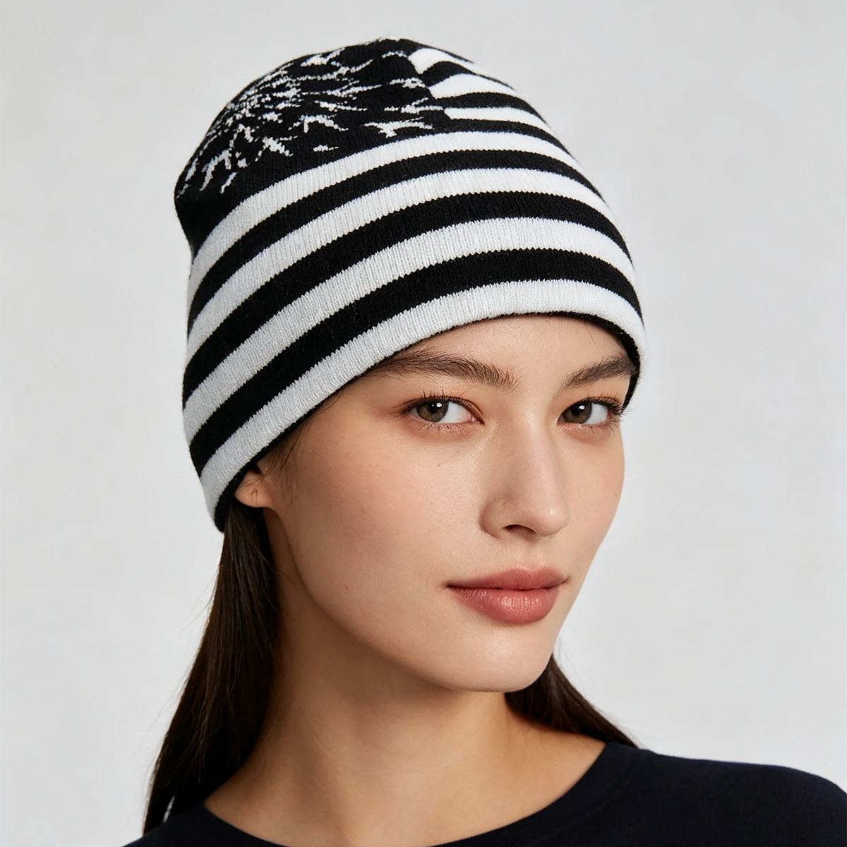 Niche American Retro Jacquard Flag Striped Knitted Hats New Men Women Warm Color Block Versatile Personal Fashion Casual Beanies 3