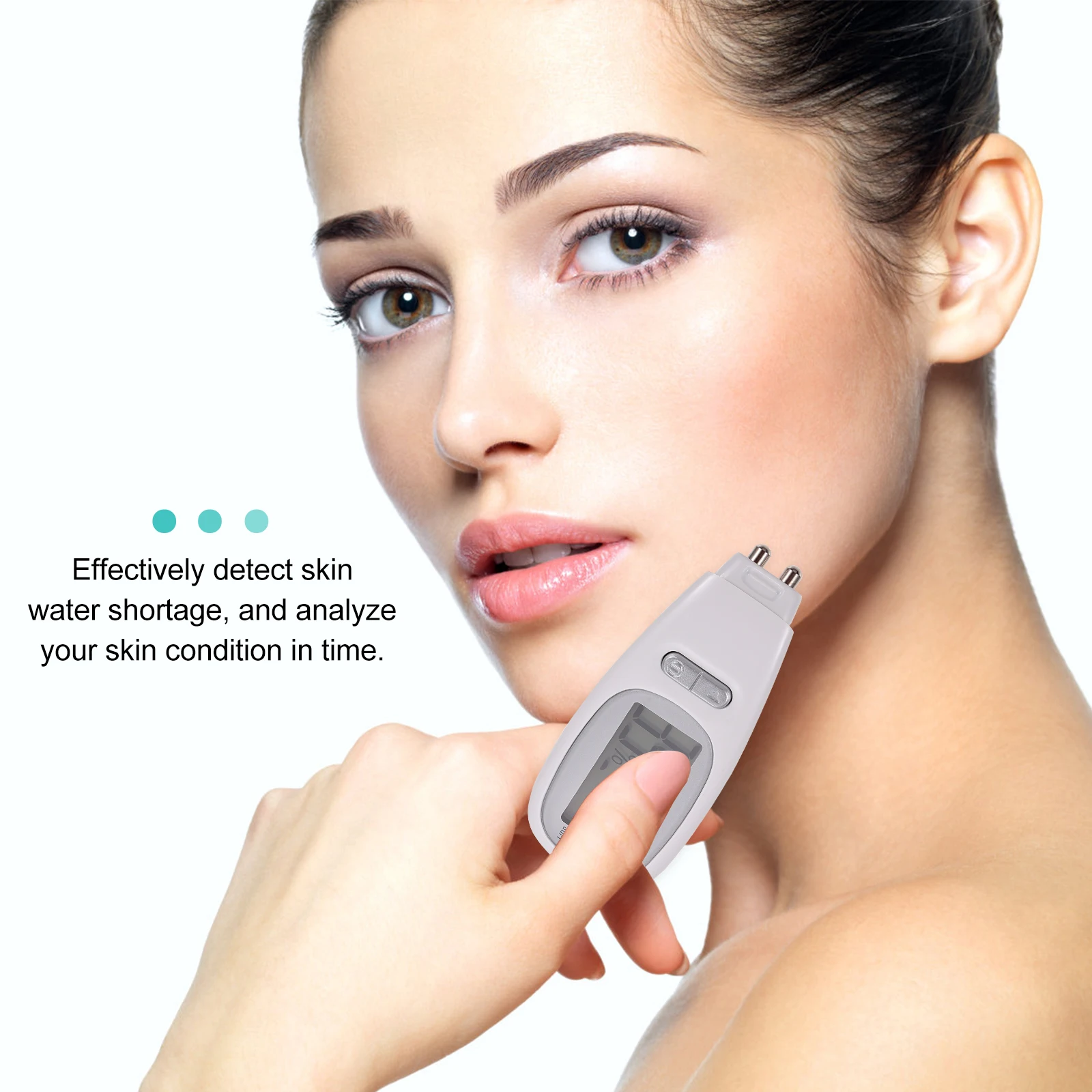 1 مجموعة جهاز اختبار رطوبة الجلد الرقمية مقياس رطوبة الوجه عالية الدقة محلل الزيت جهاز اختبار ترطيب الوجه المحمولة الخلفية الجلد #5