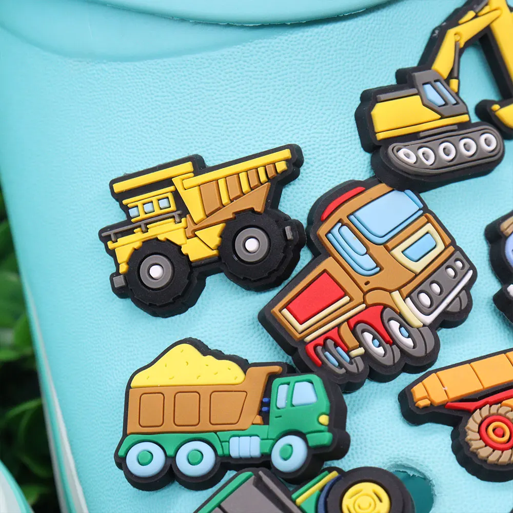5-20PCS Vehicles Motorcycle Engineering Car Rocket Taxi Plane PVC Shoe Charms For Clogs Pin Sandals Shoes Accessories Decoration