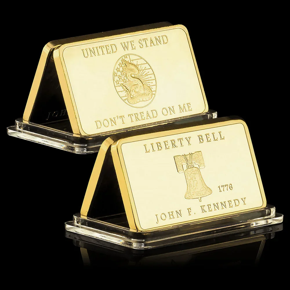 United States of America Liberty Bell 1776Kennedy United We Stand Dont Tread on Me Commemorative Coin Plated Gold Bar Collection