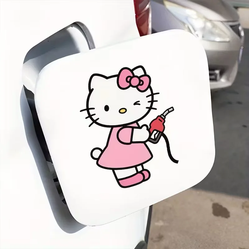 Pegatinas de dibujos animados Kawaii HelloKitty, pegatinas para tapas de combustible de coches, pegatinas decorativas DIY