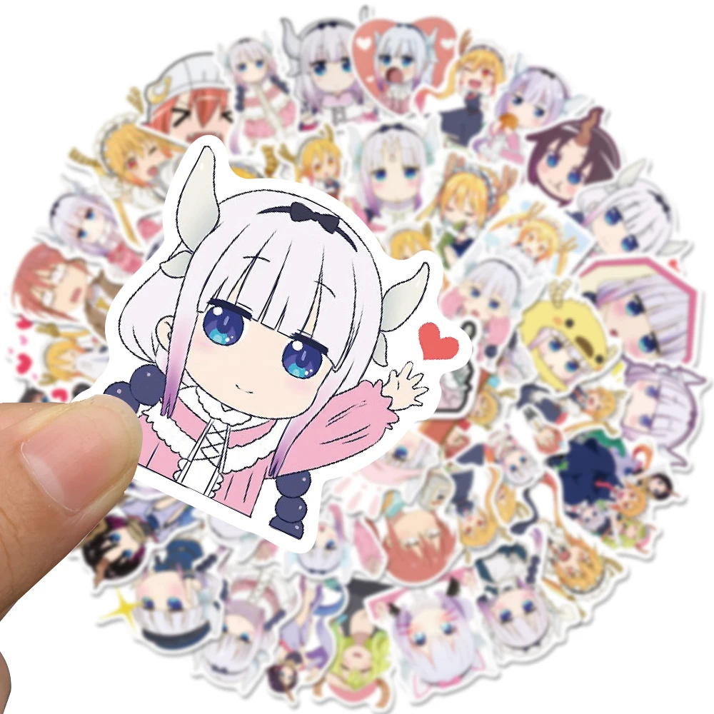 50PCS Anime Sticker Miss Kobayashi\'s Dragon Maid Cute Girl Decals for Skateboard Laptop Luggage Waterproof Car Sticker toys